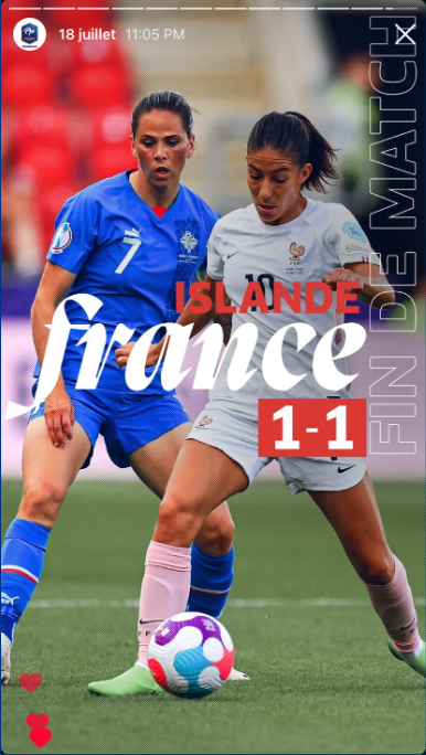 Story Instagram live Euro EDFF — Fin du match